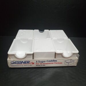 Gessner 6 pack Sugar Caddy- White Melamine - Restaurant Diner Bar MADE IN USA